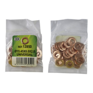SACO DE 30 ANILHAS DE COBRE PARA INYECTORES - Ø15.45X8.0X2.0 - UNIVERSAL (REF. 53464)