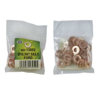 SACO DE 30 ANILHAS DE COBRE PARA INYECTORES - Ø15.5X7.5X2.5  - FORD (REF. 53464)