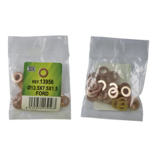 SACO DE 30 ANILHAS DE COBRE PARA INYECTORES - Ø13.5X7.5X1.5 - FORD (REF. 53464)