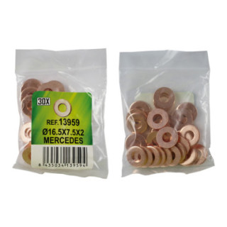 SACO DE 30 ANILHAS DE COBRE PARA INYECTORES - Ø16.5X7.5X2 - MERCEDES (REF. 53464)
