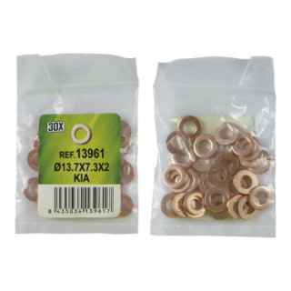SACO DE 30 ANILHAS DE COBRE PARA INYECTORES - Ø13.7X7.3X2 - KIA (REF. 53464)