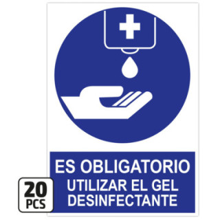 KIT DE PÔSTERES "SEMPRE USE GEL DESINFECTANTE", 20 PÇS.