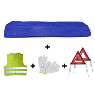 KIT EMERGÊNCIA SACO AZUL MINI+ 2TRIÂNGULOS+COLETES+LUVAS