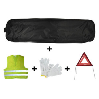 KIT EMERGÊNCIA ESTOJO PRETO BORDA+TRIÂNGULO+COLETES+LUVAS