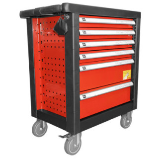 CARRINHO DE FERRAMENTAS DE 6 GAVETAS - VERMELHO - COM EQUIPAMENTO