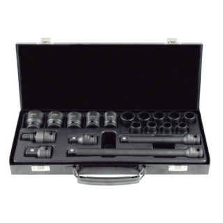 SET 19 PEÇAS DE IMPACTO DE 1/2” COM 14 VASOS DE 12 CANTOS + ADAPTADORES