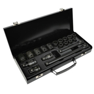 SET 19 PEÇAS DE IMPACTO DE 1/2” COM 14 VASOS DE 12 CANTOS + ADAPTADORES